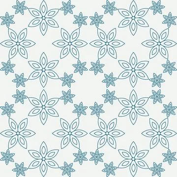 Seamless pattern of contour flowers or snowflakes. on a white background. T.. Stock Illustration