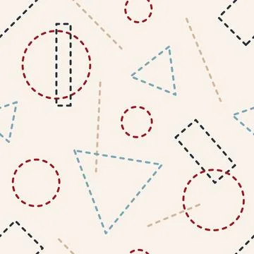 Seamless pattern with contour geometry shapes different colors flat style Stock Illustration