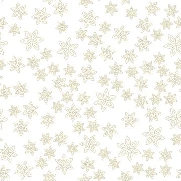 Seamless pattern of contour gold snowflakes on a white background. Chaotic .. Stock-Illustration
