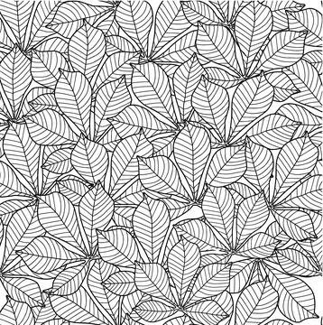 Seamless pattern of contour leaves Stock Illustration