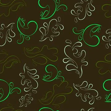 Seamless pattern of contour splashes in a juicy green palette Stock Illustration