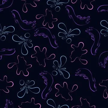 Seamless pattern of contour splashes in neon colors イラスト素材