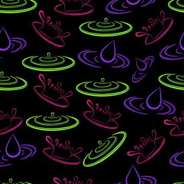Seamless pattern of contour splashes in popular neon colors Stock Illustration