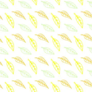 Seamless pattern of contoured leaves isolated, color outline in doodle style. Stock Illustration