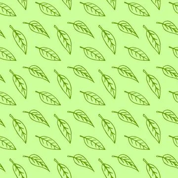 Seamless pattern of contoured leaves isolated, hand drawn outline in sketch s 스톡 일러스트