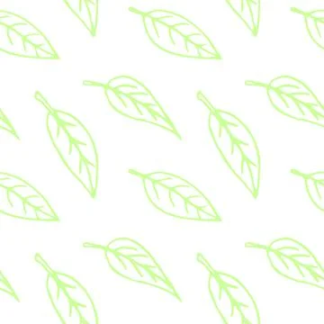 Seamless pattern of contoured leaves isolated on white background, hand drawn Stock Illustration