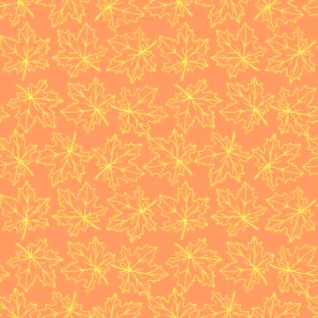 Seamless pattern of contoured maple leaves isolated. Simple vector texture fo Illustrazione stock