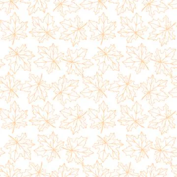 Seamless pattern of contoured maple leaves isolated. Simple vector texture fo Stock Illustration