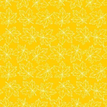 Seamless pattern of contoured maple leaves isolated. Simple vector texture fo Illustrazione stock