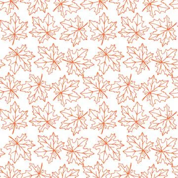 Seamless pattern of contoured maple leaves isolated. Simple vector texture fo Stockillustratie