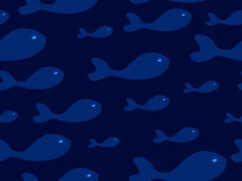 Seamless pattern with the contours of fish on a blue background. Background f Stock Illustration