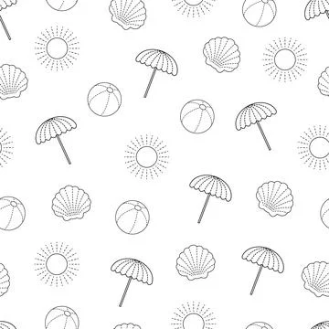 Seamless pattern of contours holiday summer sun Stock Illustration
