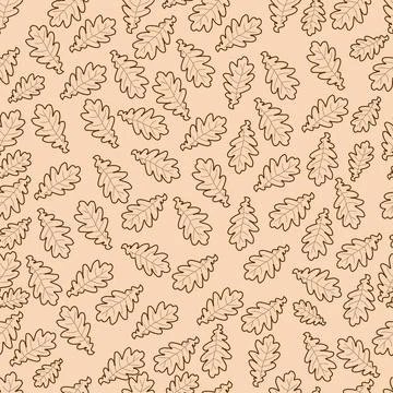 Seamless pattern with contours of oak leaves Illustrazione stock