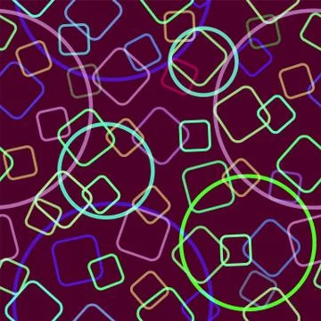 Seamless pattern. The contours of the overlapping colored squares on a dark b Stockillustratie
