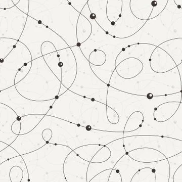 Seamless pattern of contrasting swirling lines strung with beads Illustrazione stock