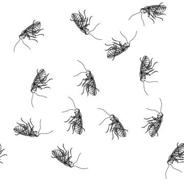 Seamless pattern control cockroach sketch hand drawn Stock Illustration