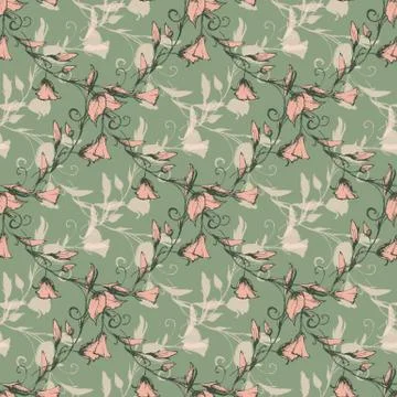 Seamless pattern of convolvulus retro vintage. Stock Illustration