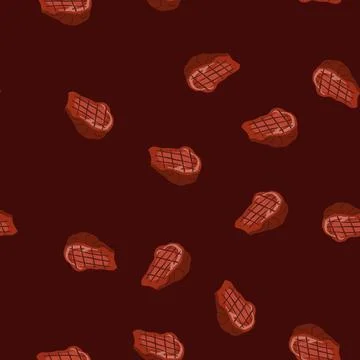 Seamless pattern cook steak grill cartoon vector Stock Illustration