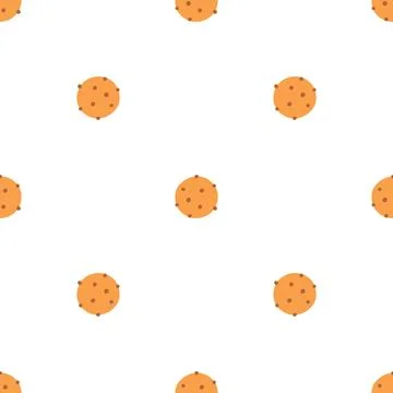 Seamless pattern of cookie with chocolate crisps in flat style. Hand drawn Stock Illustration