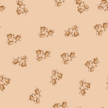 Seamless pattern Cookie crumbs scattered on white background Illustration