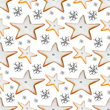 Seamless pattern cookie star in cartoon style. Abstract background. Seamless Stock Illustration