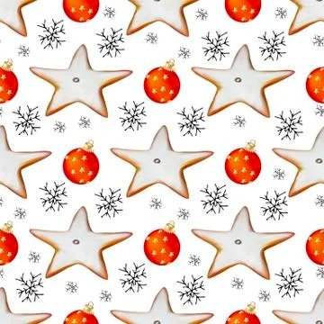 Seamless pattern cookie star in cartoon style. Abstract background. Seamless Stock Illustration