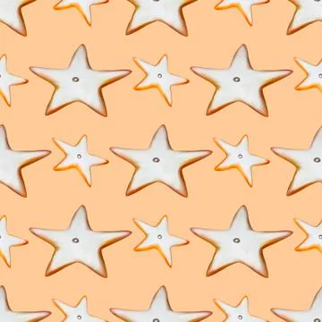 Seamless pattern cookie star in cartoon style. Abstract background. Seamless Stock Illustration