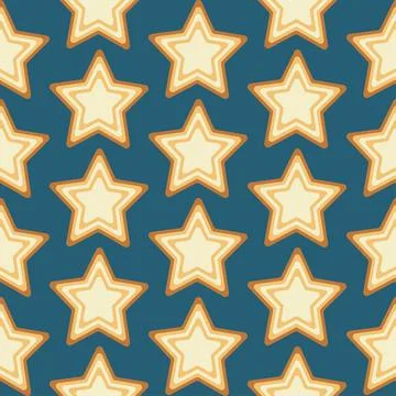 Seamless pattern with cookie stars Stock Illustration