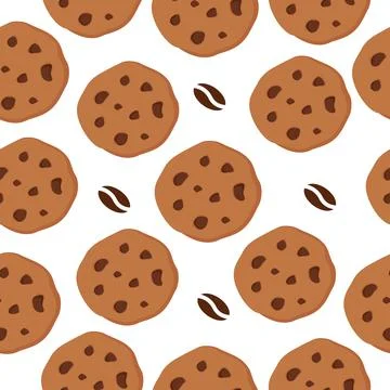 Seamless pattern with cookies and coffee beans Stock Illustration