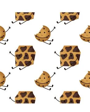 Seamless pattern of cookies and milk chocolate Stock Illustration
