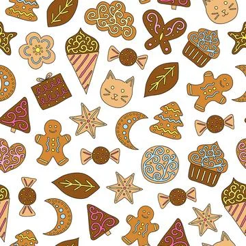 Seamless pattern with cookies. Stock Illustration