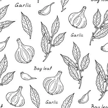 Seamless pattern with cooking herbs and spices. Stock Illustration