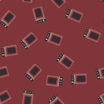 Seamless pattern cooking microwave oven cartoon vector Stock Illustration