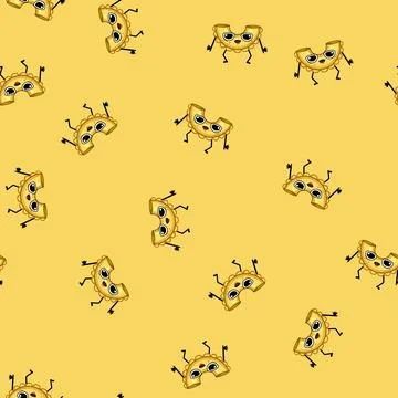 Seamless pattern cooking pasta character cartoon vector Stock Illustration