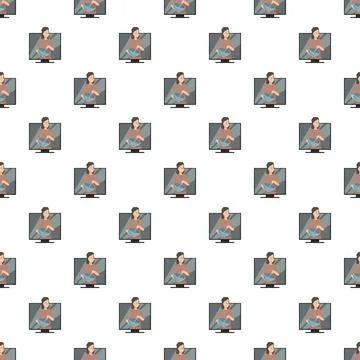 Seamless pattern with cooking show on television screen Stock-Illustration