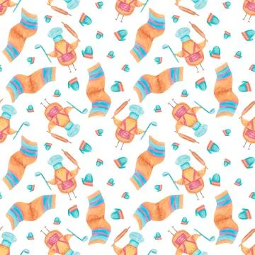 A seamless pattern with cooking utensils on white background. Stock Illustration