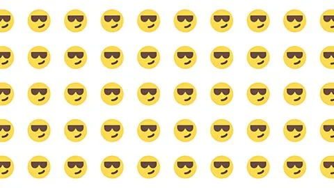 Seamless Pattern of Cool Yellow Emoji Faces with Sunglasses on White Backgrou Stock Illustration