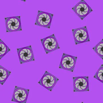 Seamless pattern cooler cooling fan pc cartoon vector Stock Illustration