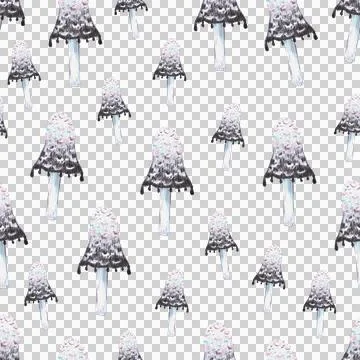 Seamless pattern of Coprinopsis atramentaria, the common ink cap, tippler's bane Stock Illustration