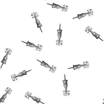 Seamless pattern Corkscrew drawing forming unique wine bottle opener sketch Stock Illustration