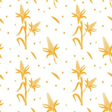 Seamless pattern with corn. Design template for wrapping paper or fabric. Stock Illustration