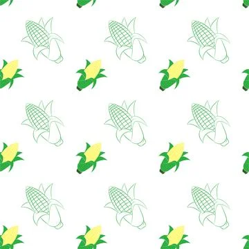 Seamless pattern Corn Fruit  on white background. vector illustration. Illustrazione stock