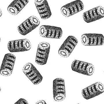 Seamless pattern corn grilled vegetables sketch hand drawn Stock Illustration