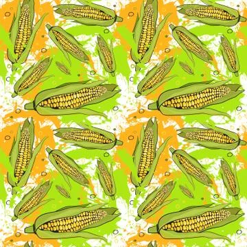 Seamless Pattern Corn Vegetables Ornament Background Illustrazione stock