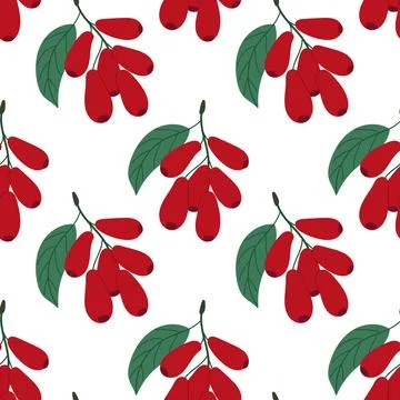 Seamless pattern with a cornelian cherry plant イラスト素材