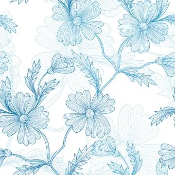 Seamless pattern with cornflowers, for invitations, cards, scrapbooking Stock Illustration