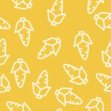 Seamless pattern with corns. Vegetable summer pattern. Colorful bright vege.. Stock Illustration