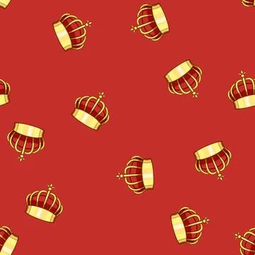 Seamless pattern corona golden crown cartoon vector 스톡 일러스트