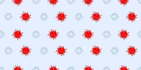Seamless Pattern of Corona Virus Disease 2019 (COVID-19) on light background. Stock Illustration
