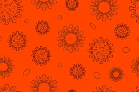 Seamless pattern of Coronavirus 2019-nCoV under a microscope. Flat vector 库存插图